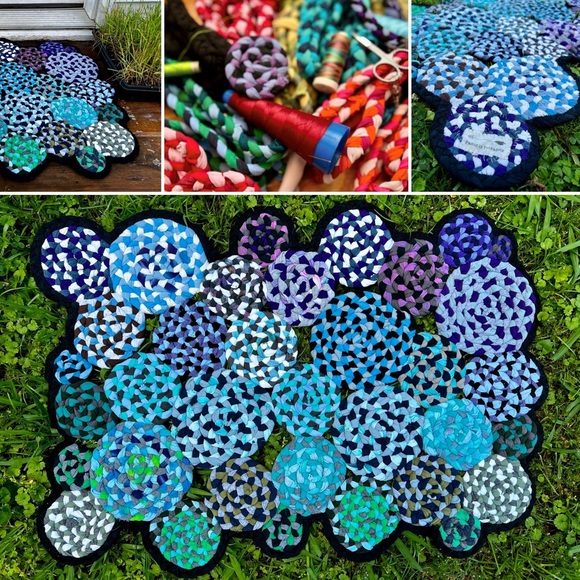 Handbraided Rug Doormat - BlueGreen - Picture 1 of 13